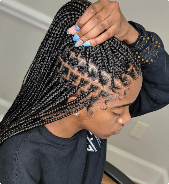 girl holding hair
